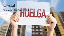  Presentation with urban and domestic waste - Audience pleasing slide set consisting of grievance - strike in spanish placard backdrop and a light blue colored foreground