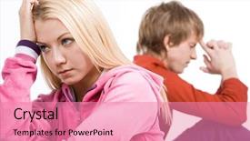 Presentation with sad girl - PPT theme enhanced with grif - image of sad girl background and a  colored foreground