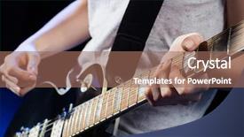  Presentation with electric guitar - Colorful presentation theme enhanced with grif - musician playing electric guitar backdrop and a coral colored foreground