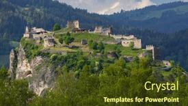  Presentation with austria politic - Presentation design featuring griffen-ruins-in-carinthia-austria background and a tawny brown colored foreground