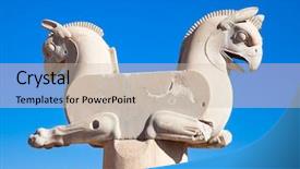  Presentation with civilization - Cool new PPT layouts with griffin statue in an ancient backdrop and a soft green colored foreground