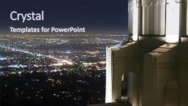 Presentation with los angeles - PPT theme having griffith park observatory famous los angeles city owned landmark background and a wine colored foreground