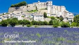  Presentation with lavender - Presentation theme enhanced with grignan with lavender field department drome rhone-alpes france background and a gray colored foreground