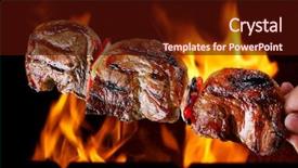  Presentation with kebab - Theme enhanced with restaurant beer grill - beef kebab with template background and a wine colored foreground