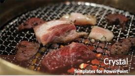  Presentation with grill - Slide deck enhanced with grill beef in japanese restaurant background and a tawny brown colored foreground