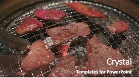  Presentation with raw meat beef veal shank - Colorful presentation theme enhanced with grill beef in japanese restaurant backdrop and a tawny brown colored foreground