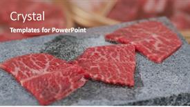  Presentation with grill - Slide set featuring grill-beef-on-the-hot background and a coral colored foreground