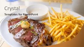  Presentation with french fries - Presentation design featuring grill-beef-steak-with-french and a lemonade colored foreground