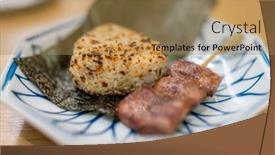  Presentation with tongue - Presentation having grill-beef-tongue-and-japanese background and a  colored foreground