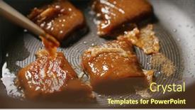  Presentation with rice cake - Slides having grill-chinese-sticky-rice-cake background and a tawny brown colored foreground