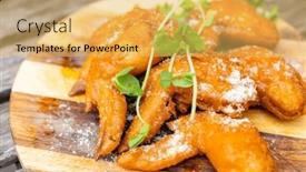  Presentation with grill - Presentation theme having grill-fry-chicken-wings-over background and a yellow colored foreground