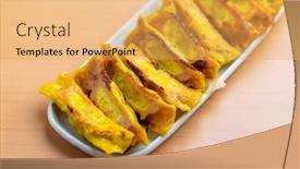  Presentation with dumpling - Slide set consisting of grill-homemade-dumpling background and a yellow colored foreground