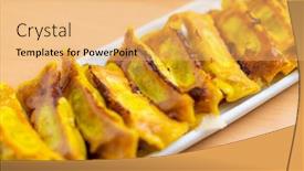 Presentation with dumpling - Slide set enhanced with grill-homemade-dumpling background and a yellow colored foreground