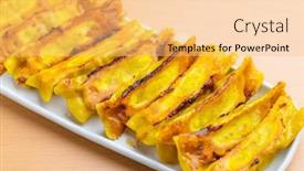  Presentation with dumpling - Presentation design with grill-homemade-dumpling background and a yellow colored foreground