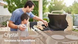  Presentation with teaching - Theme having grill hot dogs and bonding background and a coral colored foreground