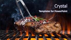  Presentation with beef - Theme consisting of grill isolated on black background and a wine colored foreground