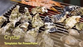  Presentation with clam - Slides having grill-oyster-clam-and-shrimp background and a coral colored foreground