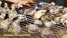  Presentation with clam - Presentation theme featuring grill-oyster-clam-and-shrimp background and a tawny brown colored foreground
