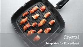  Presentation with grill - Slide deck featuring grill pan with bacon wrapped chicken on table background and a gray colored foreground