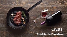  Presentation with food bbq - Slide deck with grill pan with wine background and a tawny brown colored foreground