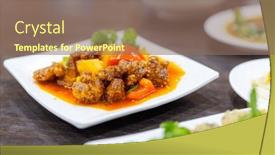  Presentation with grill - Presentation theme consisting of grill-pork-belly-dish background and a  colored foreground