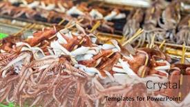  Presentation with grill - Slide set enhanced with grill-squid-in-street-market background and a coral colored foreground