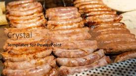  Presentation with grill - PPT layouts consisting of grill-taiwan-sausage-in-street background and a gold colored foreground