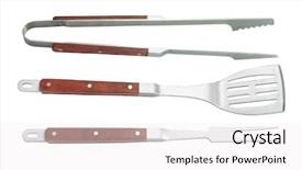  Presentation with utensils - Beautiful presentation theme featuring grill utensils isolated on white backdrop and a white colored foreground