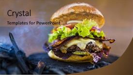  Presentation with burger fries - Beautiful slide deck featuring grilled and glazed beef burger backdrop and a gold colored foreground