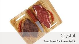  Presentation with raw meat - Amazing theme having grilled-and-raw-beef-steak backdrop and a light gray colored foreground