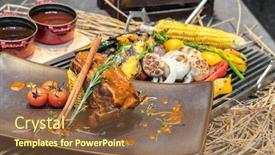  Presentation with ribs - Colorful slides enhanced with grilled and rosted lamb ribs backdrop and a tawny brown colored foreground