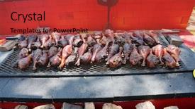  Presentation with food bbq - Slide set featuring grilled at a county fair background and a red colored foreground