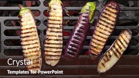  Presentation with grill - Amazing presentation design having grilled-aubergine-vegetables-cooking backdrop and a wine colored foreground