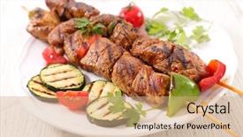  Presentation with beef cattle on farm - Presentation theme enhanced with grilled beef and zucchini barbecue background and a  colored foreground