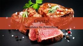  Presentation with steaks - Theme having grilled-beef-filet-steaks background and a red colored foreground