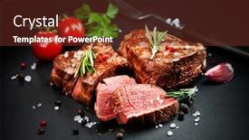  Presentation with steaks - Beautiful PPT layouts featuring grilled-beef-filet-steaks backdrop and a tawny brown colored foreground