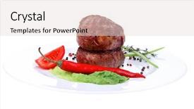  Presentation with green plate - Audience pleasing presentation theme consisting of grilled beef fillet pieces backdrop and a lemonade colored foreground