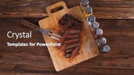  Presentation with table salt - PPT theme having grilled-beef-fillet-steak background and a tawny brown colored foreground