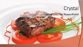  Presentation with meat beef - Audience pleasing slide set consisting of grilled-beef-meat-entrecote-fillet backdrop and a white colored foreground