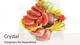  Presentation with meat beef - Beautiful slide set featuring grilled-beef-meat-entrecote backdrop and a lemonade colored foreground
