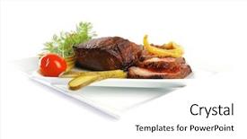  Presentation with meat beef - PPT layouts consisting of grilled beef meat entrecote background and a white colored foreground