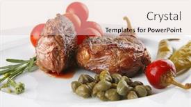  Presentation with meat beef - Amazing slide deck having grilled-beef-meat-medallion backdrop and a lemonade colored foreground