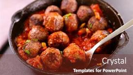  Presentation with tomato - PPT layouts enhanced with grilled-beef-meatballs-with-tomato background and a tawny brown colored foreground