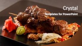  Presentation with grilled - Audience pleasing presentation theme consisting of grilled beef skewers backdrop and a tawny brown colored foreground