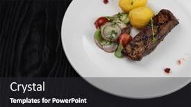  Presentation with meat beef - Slide deck featuring grilled-beef-skirt-steak-meat background and a dark gray colored foreground