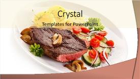  Presentation with beef steak bbq strip steak - Colorful PPT layouts enhanced with grilled beef steak and vegetables backdrop and a blonde colored foreground