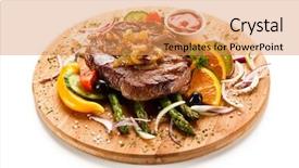  Presentation with beef steak bbq strip steak - Amazing PPT layouts having grilled beef steak with asparagus backdrop and a yellow colored foreground
