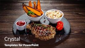  Presentation with steak - Slides consisting of grilled-beef-steak-with-baked background and a tawny brown colored foreground