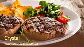  Presentation with french fries - Beautiful presentation theme featuring grilled beef steak with french backdrop and a tawny brown colored foreground