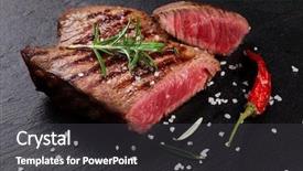  Presentation with meat beef - Audience pleasing slide deck consisting of grilled beef steak with rosemary backdrop and a dark gray colored foreground